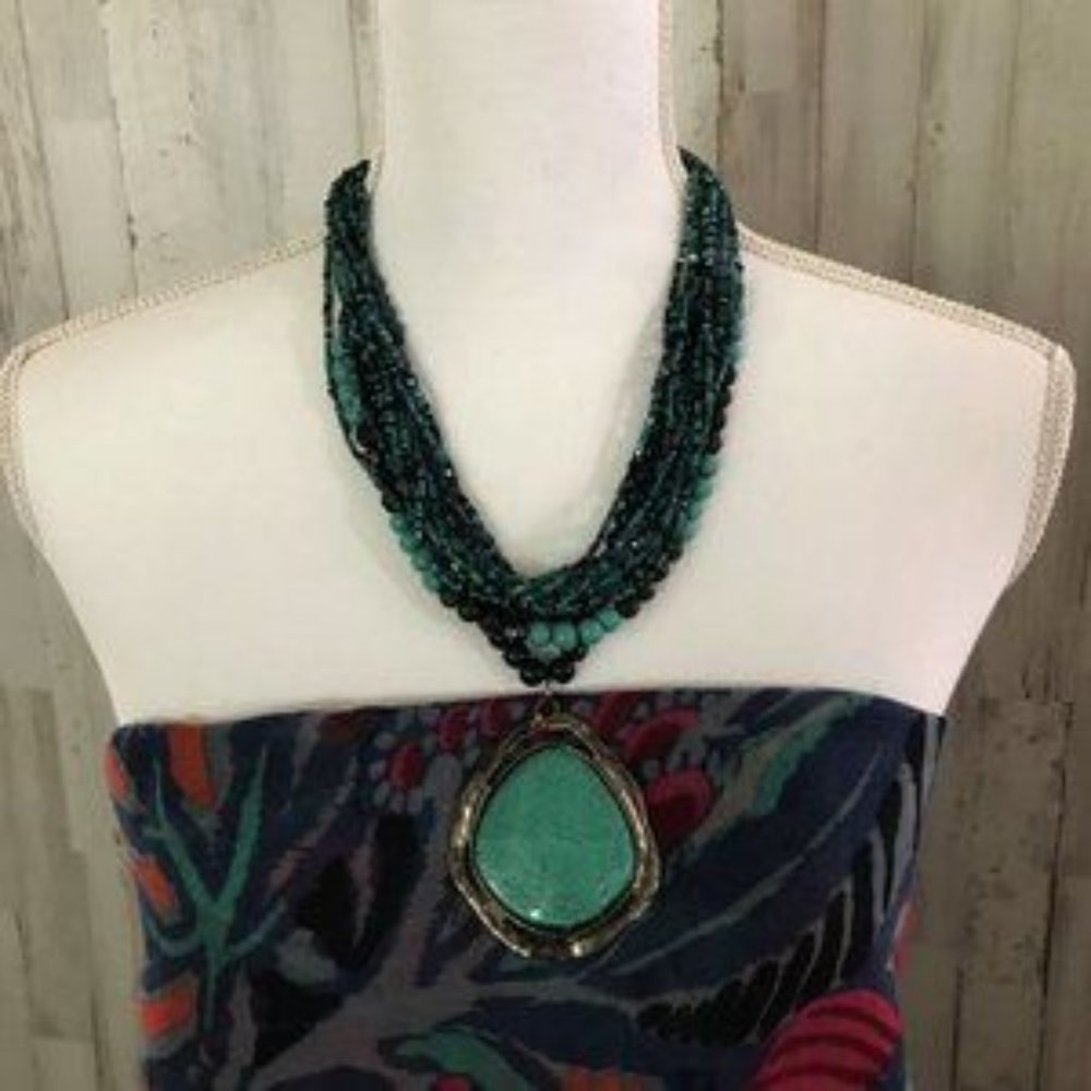 Big and  Bold faux turquoise pendant necklace